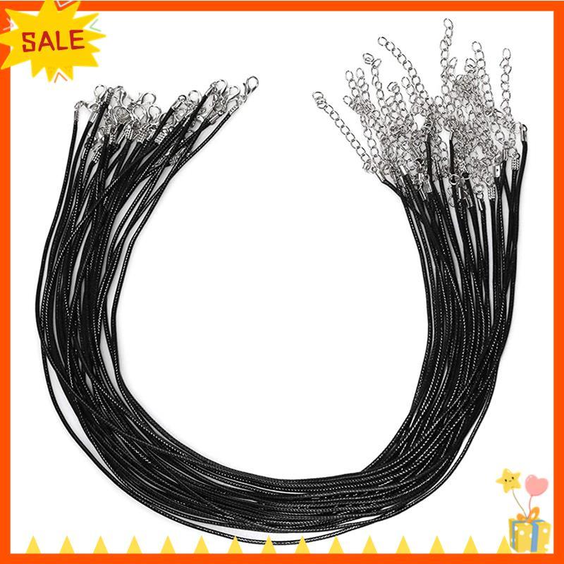 [Fast D]สร้อยคอสายไฟ 24 ชิ้น, 20 ในสายสร้อยคอแว็กซ์สําหรับจี้,สร้อยคอสตริงสีดําพร้อมเข็มกลัดสําหรับเ