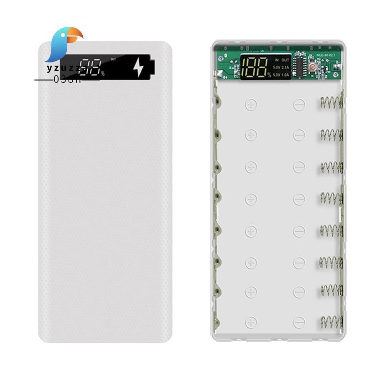 [ส่วนลด Y3]เคสแบตสํารอง DIY จอแสดงผล LCD รองรับจอแสดงผล LCD 20000MAh สําหรับแบตเตอรี่ 8X18650 สีขาว