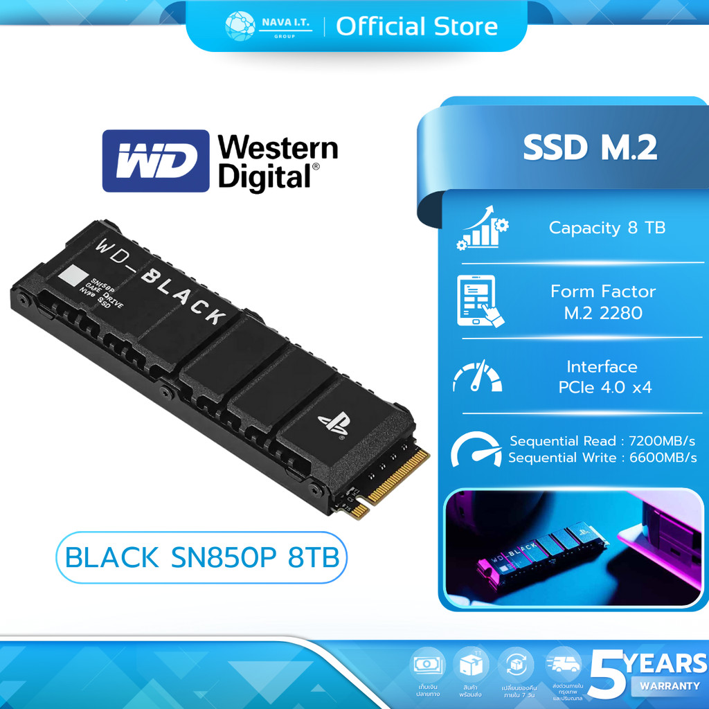 WD  SSD (เอสเอสดี) BLACK SN850P NVMe WDBBYV0010BNC-WRSN 8TB