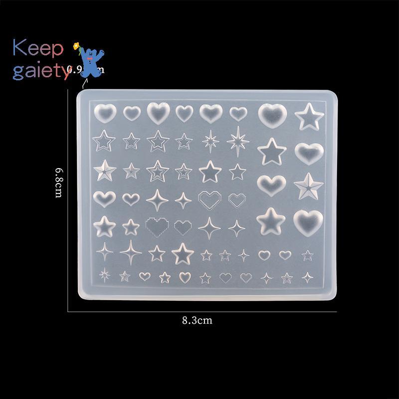 [Kpt-t] Starburst Star Heart Bow Tie Jellyfish Flower Snowflakes Bowknot Nail Art Accessories แม่พิมพ์ซิลิโคนแกะสลัก Mould Template [ใหม่]