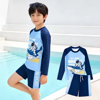 ชุดว่ายน้ำ Rashguard สำหรับเด็กผู้ชายอายุ 3 13 ปี แขนสั้น 1 ชิ้น และแขนยาว 2 ชิ้น แห้งไว