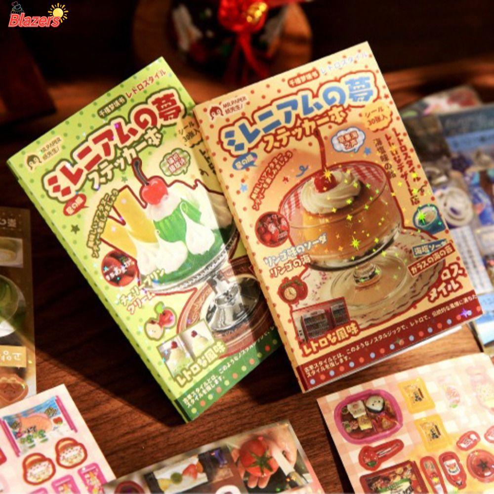 BLAZERS สติ๊กเกอร์ตกแต่งสมุดสติ๊กเกอร์ DIY, สมุดสติ๊กเกอร์ย้อนยุค Kawaii, กระดาษศิลปะสไตล์ Japenese ในช่วงต้นของการ์ตูน INS