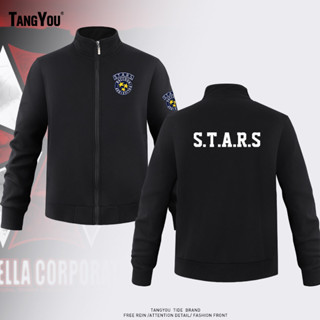 💤 เสื้อสเวตเตอร์คาร์ดิแกนคอตั้งลำลองลาย Resident Evil Umbrel…