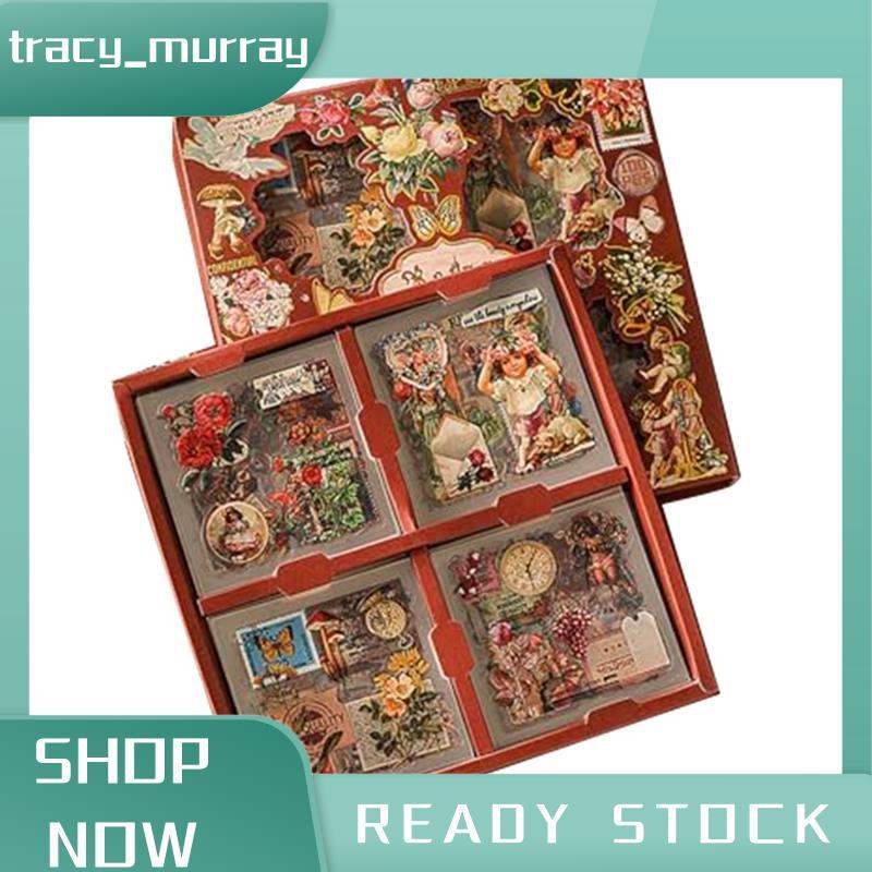 tracy_murray 100 แผ่น Vintage ผีเสื้อดอกไม้สมุดภาพสติกเกอร์สําหรับ Junk Journal อุปกรณ์