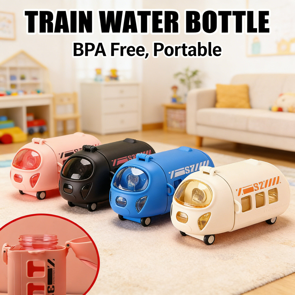 Creative Kids Bottle Toy Air Cartoon Straw Bottle 500ml Baby Water Portable Botol BPA Free Cute Trai