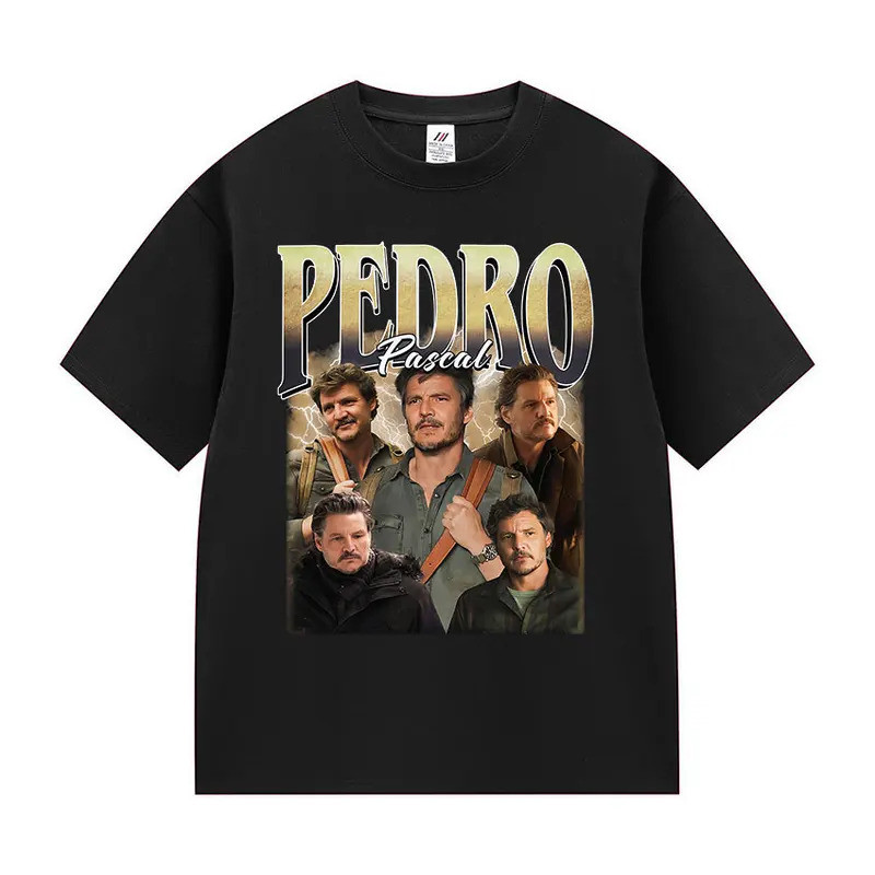 90s เสื้อยืดกราฟิกวินเทจ Pedro Pascal เสื้อยืดแฟชั่นฮาราจูกุสำหรับผู้ชายและผู้หญิง เสื้อยืดผ้าฝ้ายขน