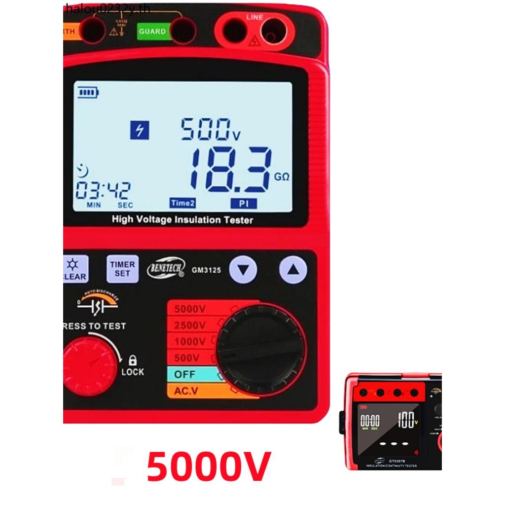 Biozhi GM3125 เครื่องทดสอบความต้านทานฉนวน 5,000V Megometer GM3123 Digital High Voltage Megometer Sha
