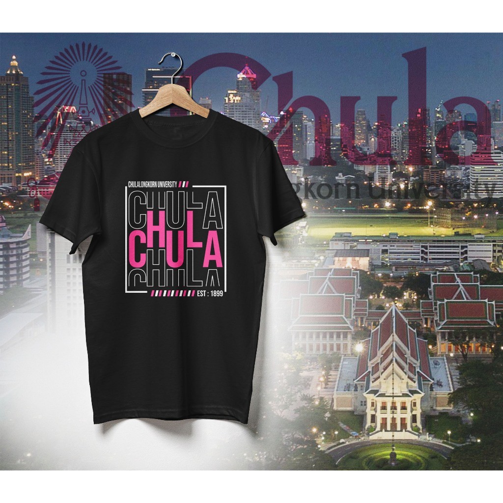 เสื้อยืดพิมพ์ลายมหาวิทยาลัยจุฬาลงกรณ์ ทำจากผ้าฝ้ายแท้ คอกลม แขนสั้น ใส่ได้ทั้งชายและหญิง มีไซส์ S-5XL03