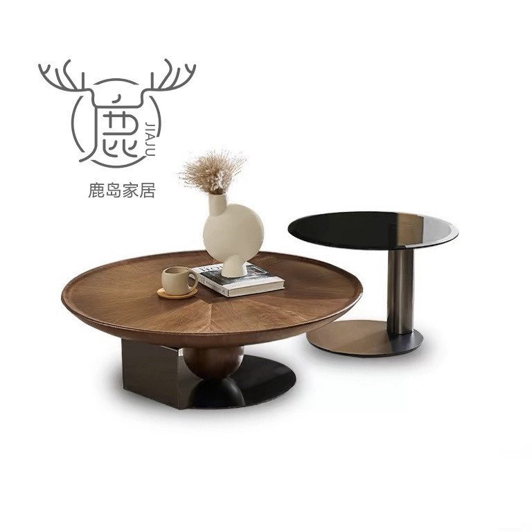 ครัวเรือนที่เรียบง่ายหรูหรายูเอฟโอตารางขอบแสงสูงรอบ fq มาก#式小户型简现代茶几意组合客厅 5N66