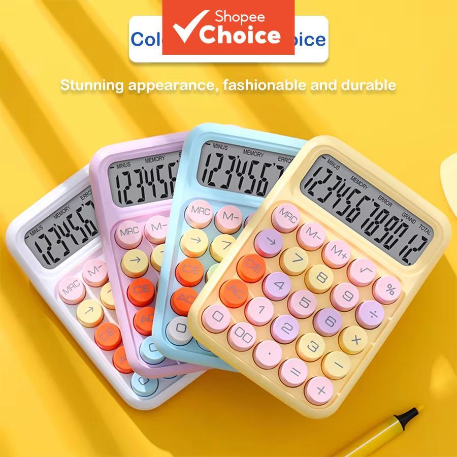 MECHANICAL PUSHBUTTON CALCULATOR TWELVE DIGIT ขนาดใหญ่ LCD จอแสดงผลปุ่มขนาดใหญ่ EASY TO PRESS COLORF