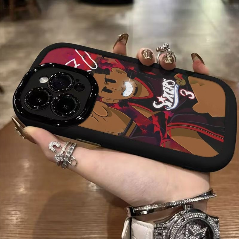 เคสโทรศัพท์ซิลิโคนรวมทุกอย่างป้องกันลายนิ้วมือบาสเกตบอลอเมริกันรุ่น Q ตัวละครเข้ากันได้ iPhone 14PRO