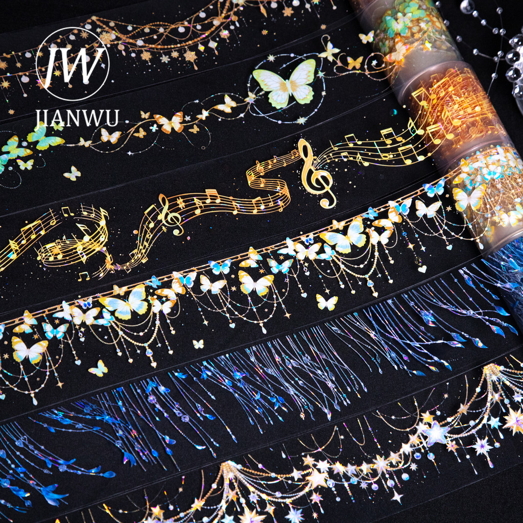 JIANWU Starlight จี้ Series Vintage ผีเสื้อภูมิทัศน์วัสดุ Collage PET เทป Creative Journal เครื่องเขียน