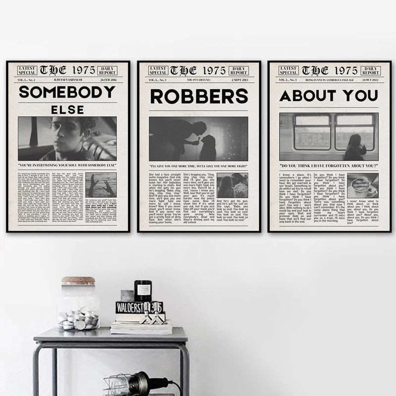 1975 Retro หนังสือพิมพ์ศิลปะพิมพ์ Robbers โปสเตอร์ Somebody Else คําคมผ้าใบภาพวาดห้องนั่งเล่นภาพผนัง