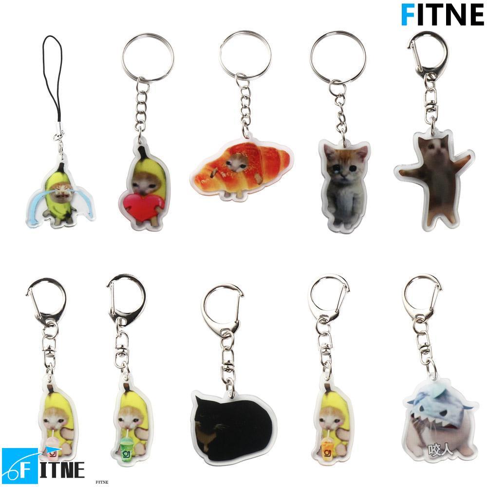 FITNE Happy Banana Cat พวงกุญแจ, Banana Cat กระเป๋าเป้สะพายหลัง Charm Banana Cat ห่วงโซ่โทรศัพท์มือถ