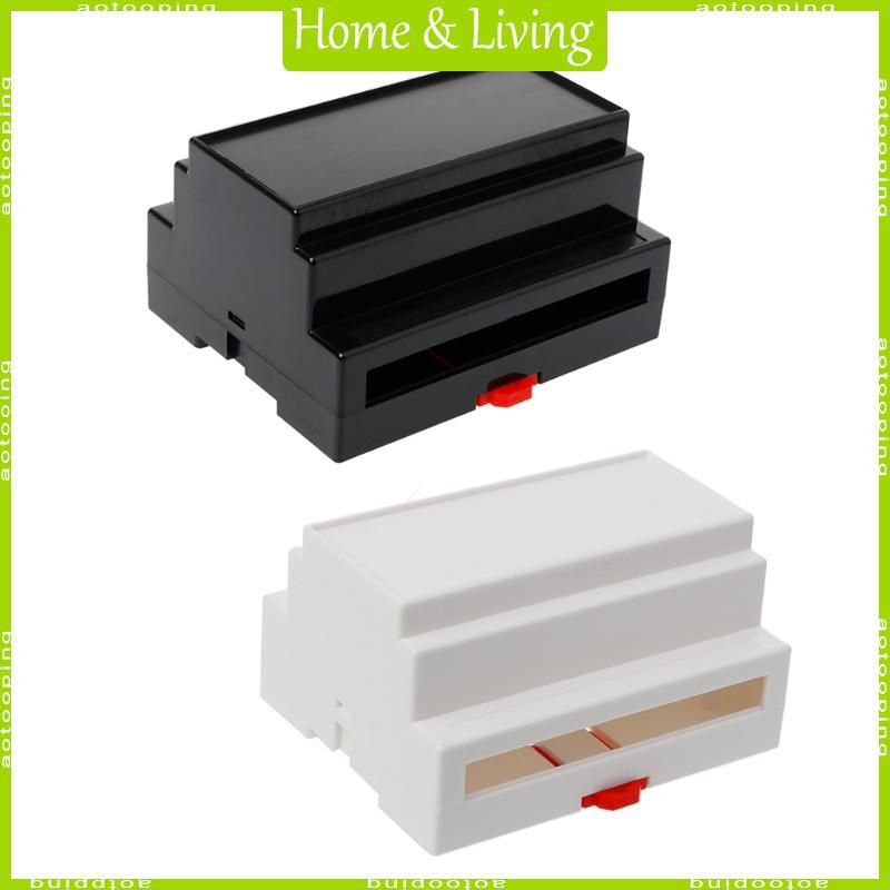 AOTOO 107*87*59 มม.สีดําสีขาวพลาสติก Din Rail Junction กล่องอุปกรณ์อิเล็กทรอนิกส์