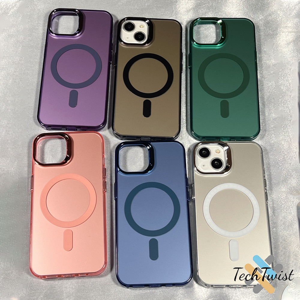เคลือบด้วยไฟฟ้า IMD เคสแม่เหล็ก สำหรับ iPhone 17 16 12 11 13 14 15 Pro Max Air 17promax 14 15 Plus X XR XS Max 7 8