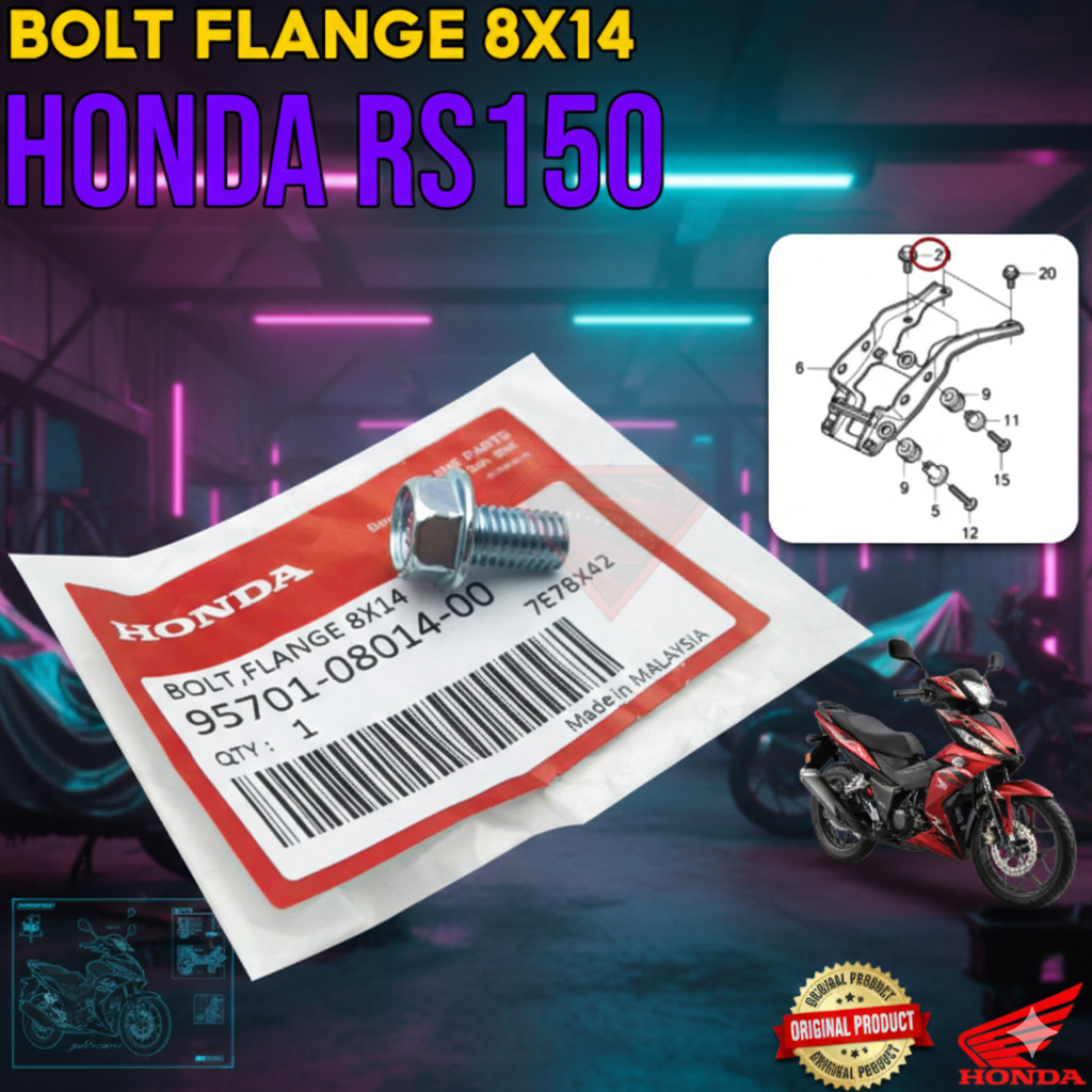 HONDA RS150 V1 V2 / RSX150 BOLT FLANGE 8X14 SKRU SCREW RS150R RS-X 95701-08014-00
