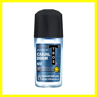 TROS Deo Roll On Casual Denim 45ml ผลิตภัณฑ์ลดเหงื่อและระงับกลิ่นกาย ทรอส หอมชิล ปกป้องยาวนาน.