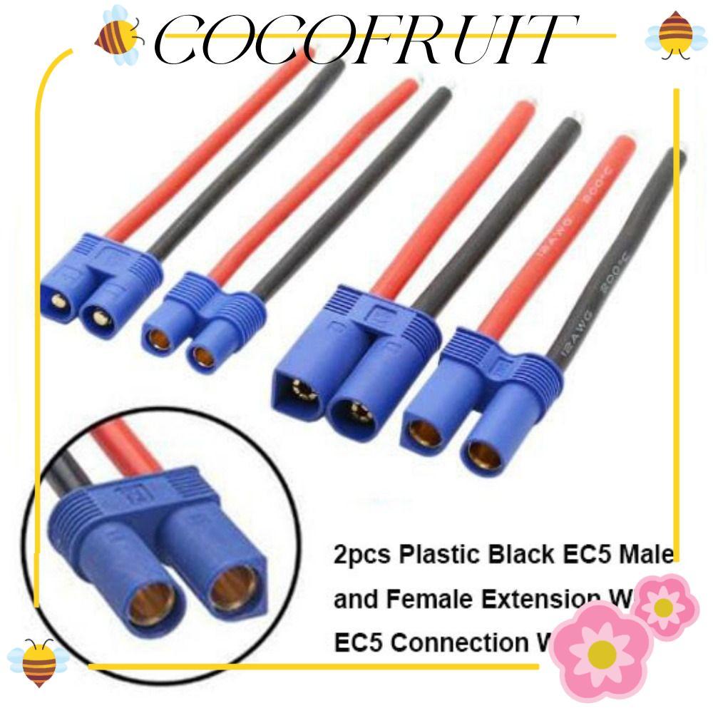 COCOFRUIT 2 ชิ้น EC5 สายเชื่อมต่อ, สายต่อพลาสติกสีดํา, 6 รูปแบบ EC5 ชายและหญิงสายเทอร์มินัล EC5