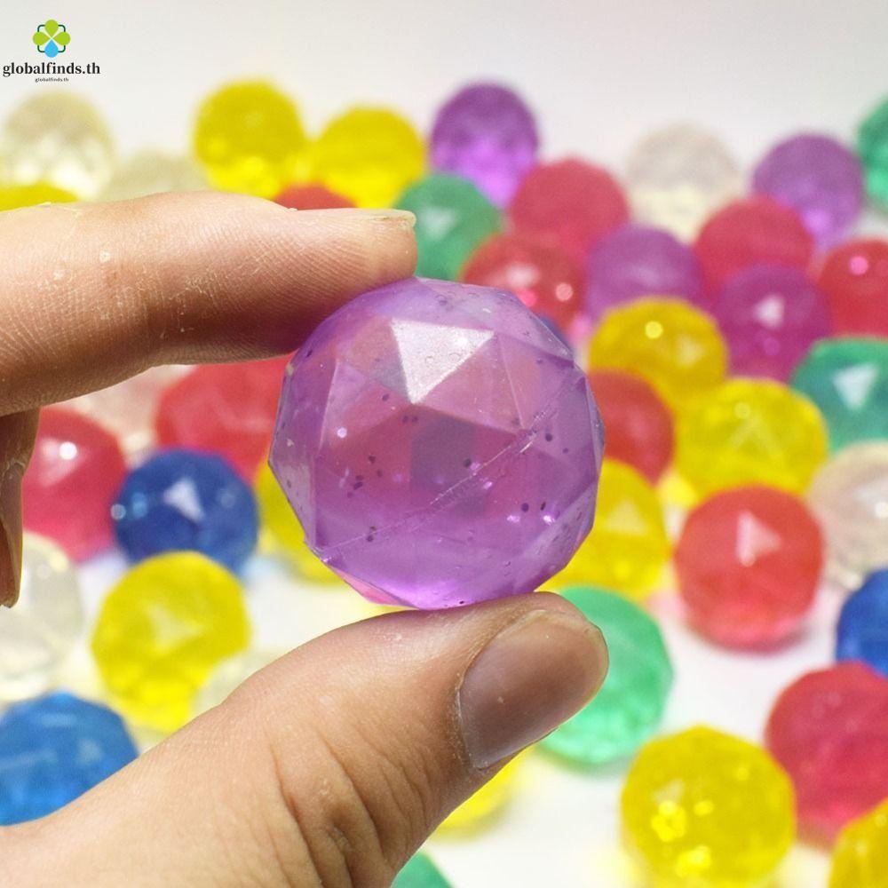 LFIDS 6 ชิ้น Diamond Bouncy Ball, Bouncy toy Clear Rubber Bouncy Ball, Diamond Shape Ball สีรุ้งสุ่ม