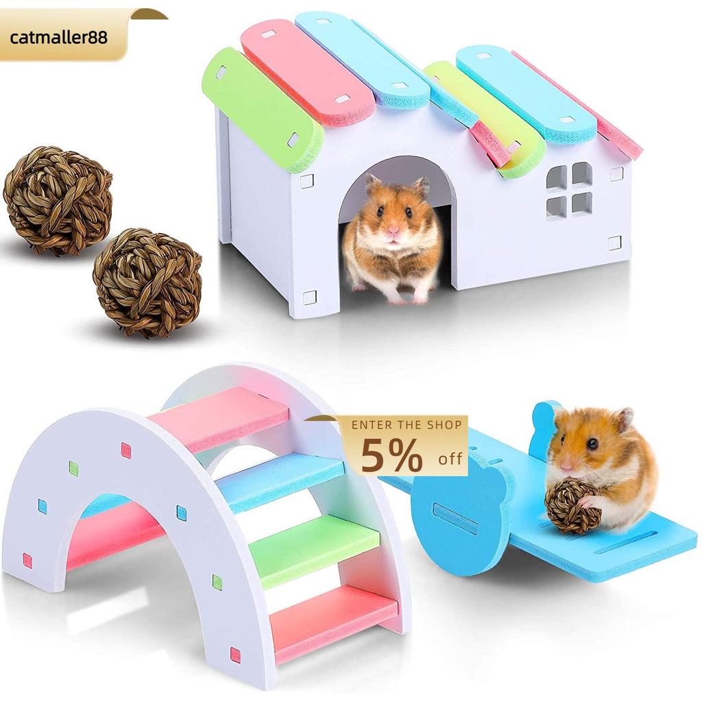 CATMALLER88 Hamster House Pet Tooth Chew Toys Bridge Tooth Care Wooden