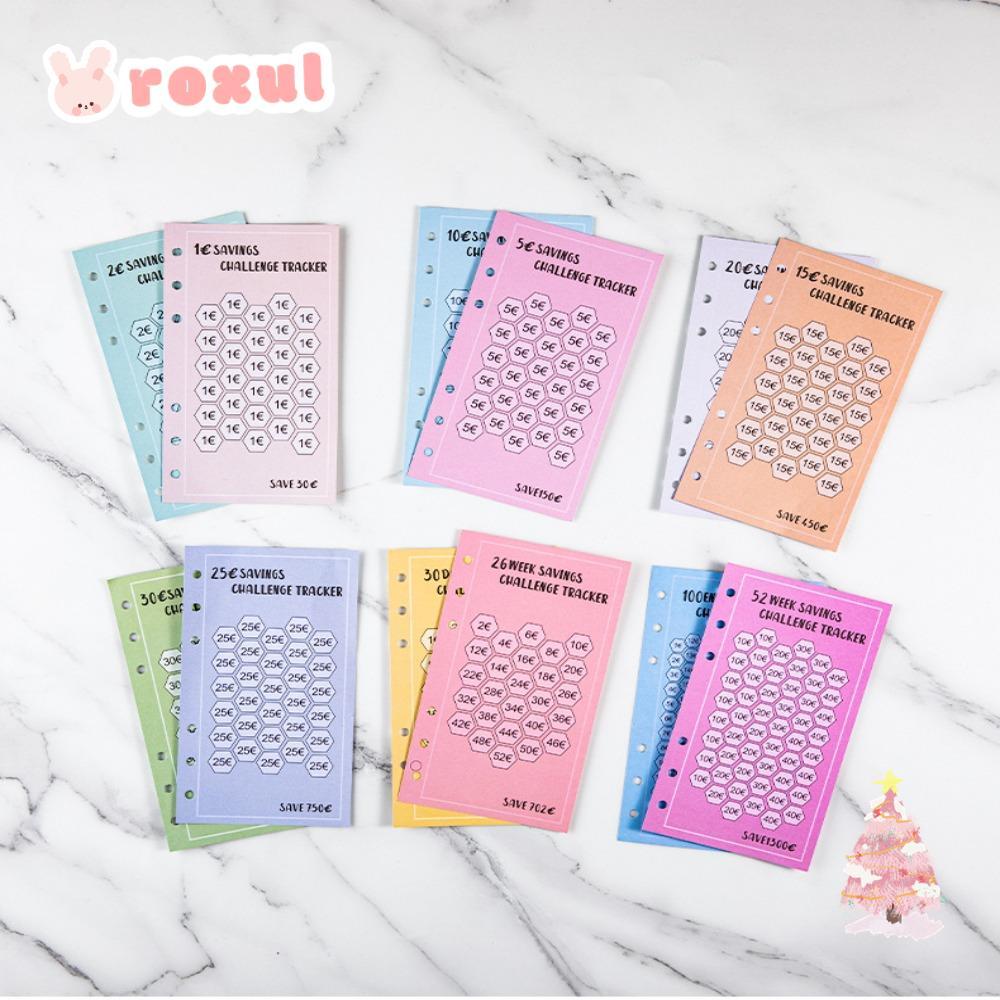 ROXUL 48 ชิ้นการ์ดประหยัดค่าใช้จ่าย, A6 100 ซอง Eave เงินซองเงินสด, USD 52 สัปดาห์ประหยัดท้าทาย 30 ว