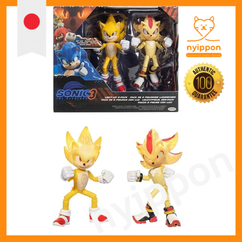 JAKKS Pacific Sonic the Hedgehog Light Up Super Sonic & Super Shadow Action Figure Set