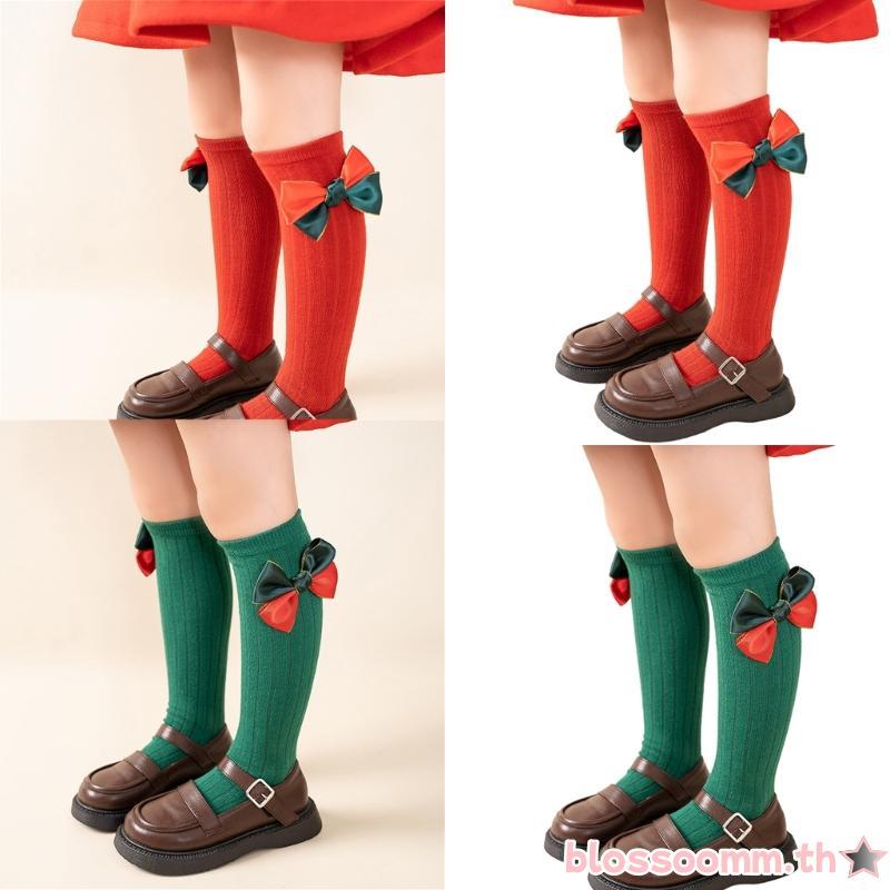 BLOSS Christmas Kids Knee Socks Girls 0-15Y Cotton Socks Soft Breathable Socks