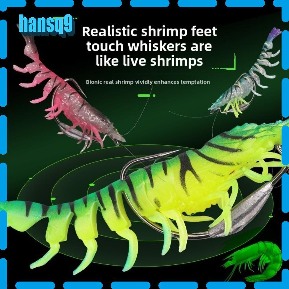 HANSQ เหยื่อปลอมกุ้ง ขนาด 9.5 ซม., น้ำหนัก 10 กรัม ทำจากวัสดุ TPE นุ่ม เหมาะสำหรับตกปลา
