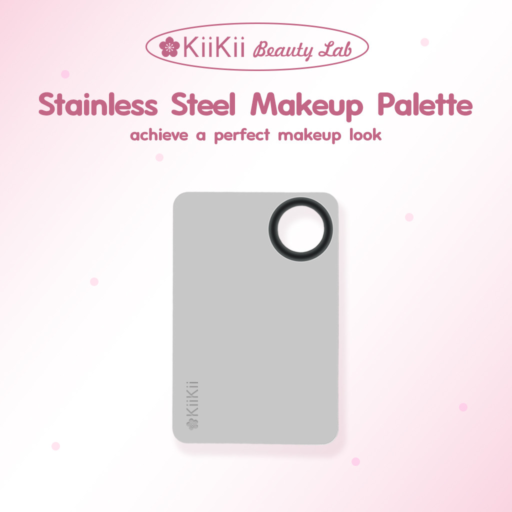 KiiKii Beauty Lab จานผสมเครื่องสำอางสแตนเลสขนาดใหญ่ สำหรับรองพื้น ลิป คอนซีลเลอร์ ไม่เปื้อนมือ