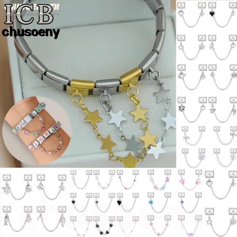 Hot ยอดนิยม Love Charm เพื่อนที่ดีที่สุดพ่อดอกไม้อิตาเลี่ยน Charm Links Fit 9 มม.สร้อยข้อมือสแตนเลสทําเครื่องประดับ