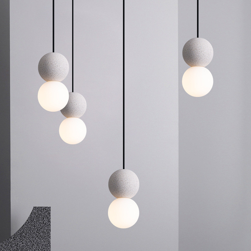 Nordic-style chandelier for children's room, bedside, clothing store, designer cement sphere, minima