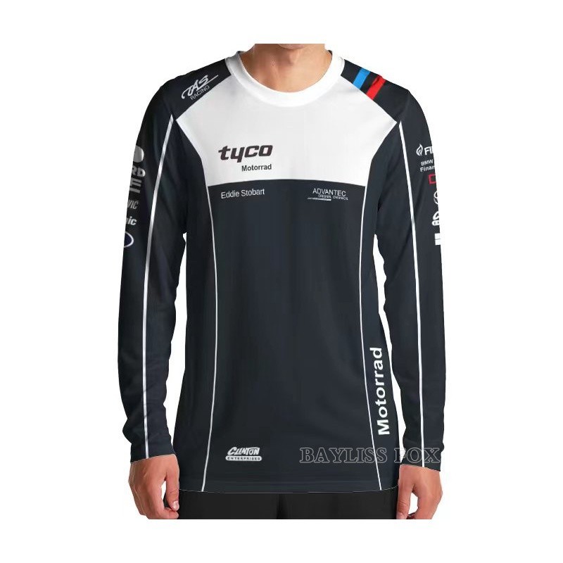 เสื้อยืดแขนยาวสำหรับมอเตอร์ไซค์ แบรนด์ TAS Racing แบบ Quick-Dry สีฟ้า ระบายอากาศได้ดีและป้องกันแสงแดด UV เหมาะสำหรับการขับมอเตอร์ไซค์ในวันร้อน