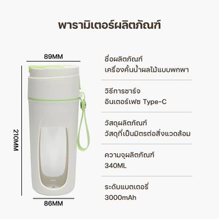 🔥ส่งด่วนทุกวัน🔥ปั่นน้ำแข็งได้ เครื่องปั่นน้ำผลไม้พกพา แข็งแรง 400mL ปั่นแรง 18,000 รอบ/นาที 80W