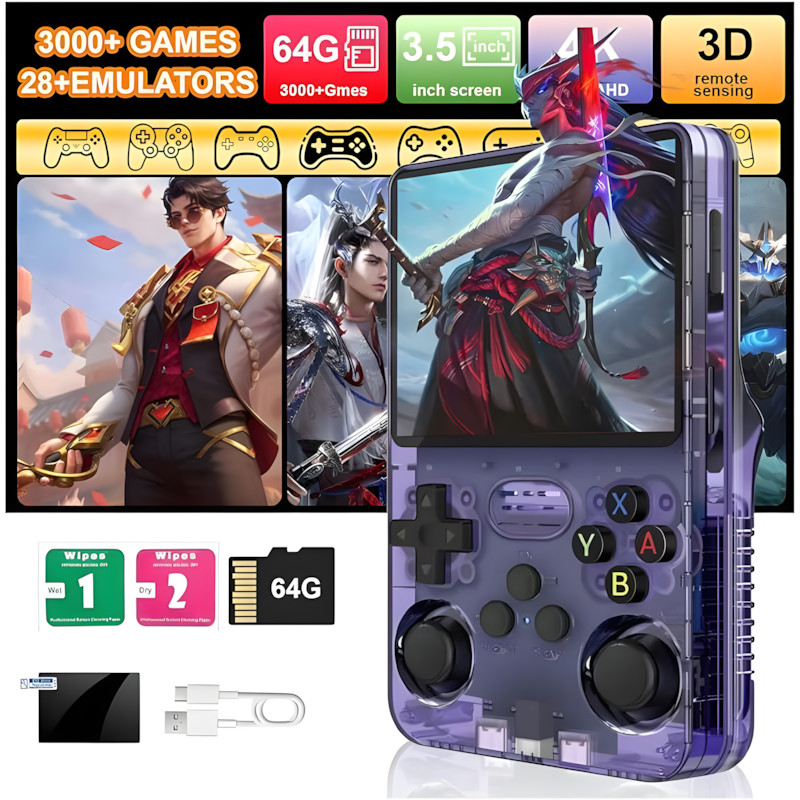 เครื่องเล่นเกมพกพา R36S R36H Retro Game Console 128GB วิดีโอเกม เกมคอนโซลแบบพกพาสามารถชาร เครื่องเกม