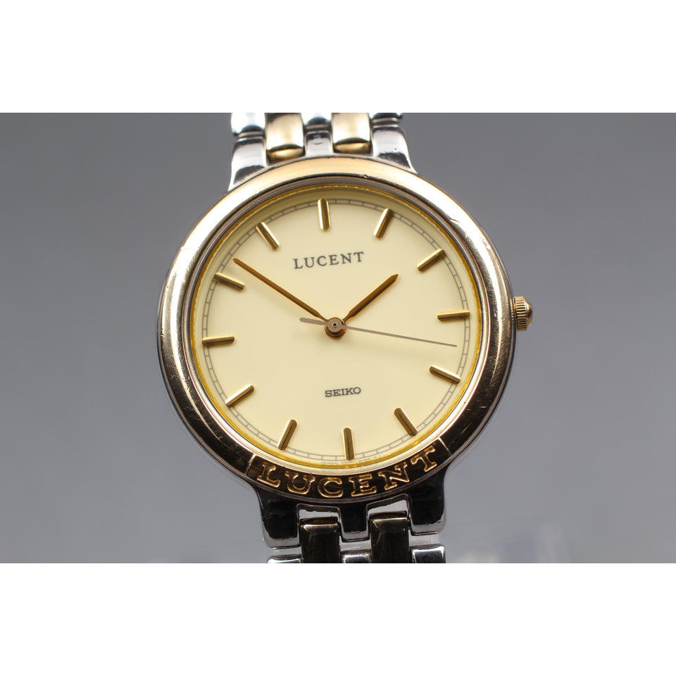 Vintage 1991 Near MINT* Seiko Lucent 7N01-5140 Gold Round 30mm Qz Men's Watch