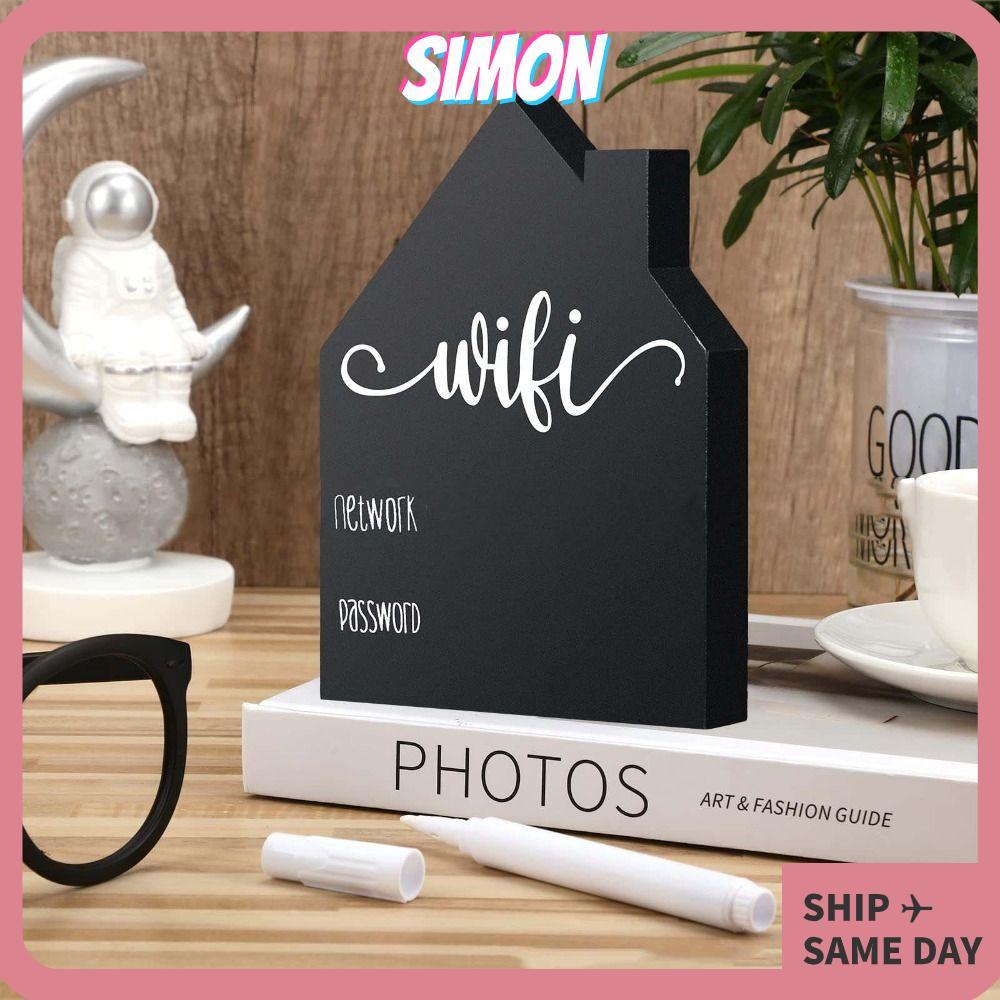 SIMON House WIFI Board WiFi Sign Tabletop Decor กระดานดําบ้านพร้อมบอร์ด Erasable Pen Wifi รหัสผ่านป้