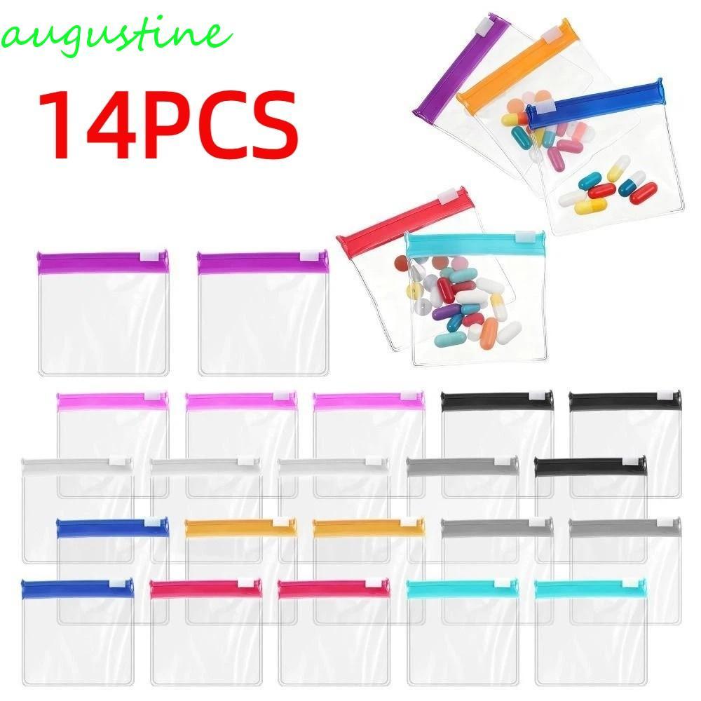 AUGUSTINE 14 ชิ้นถุงยา, ซิป 7 สีชุดจัดยา, มัลติฟังก์ชั่นํากลับมาใช้ใหม่ด้วยตนเองปิดผนึกโปร่งใสรายการ