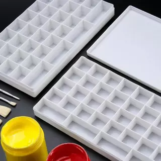 พาเลทสีพลาสติก 24 กริด ถาดสีพร้อมฝาปิดนุ่ม แบบพกพา กันรั่ว เหมาะสำหรับสีน้ำ อะคริลิค และสีน้ำมัน กล่องสี