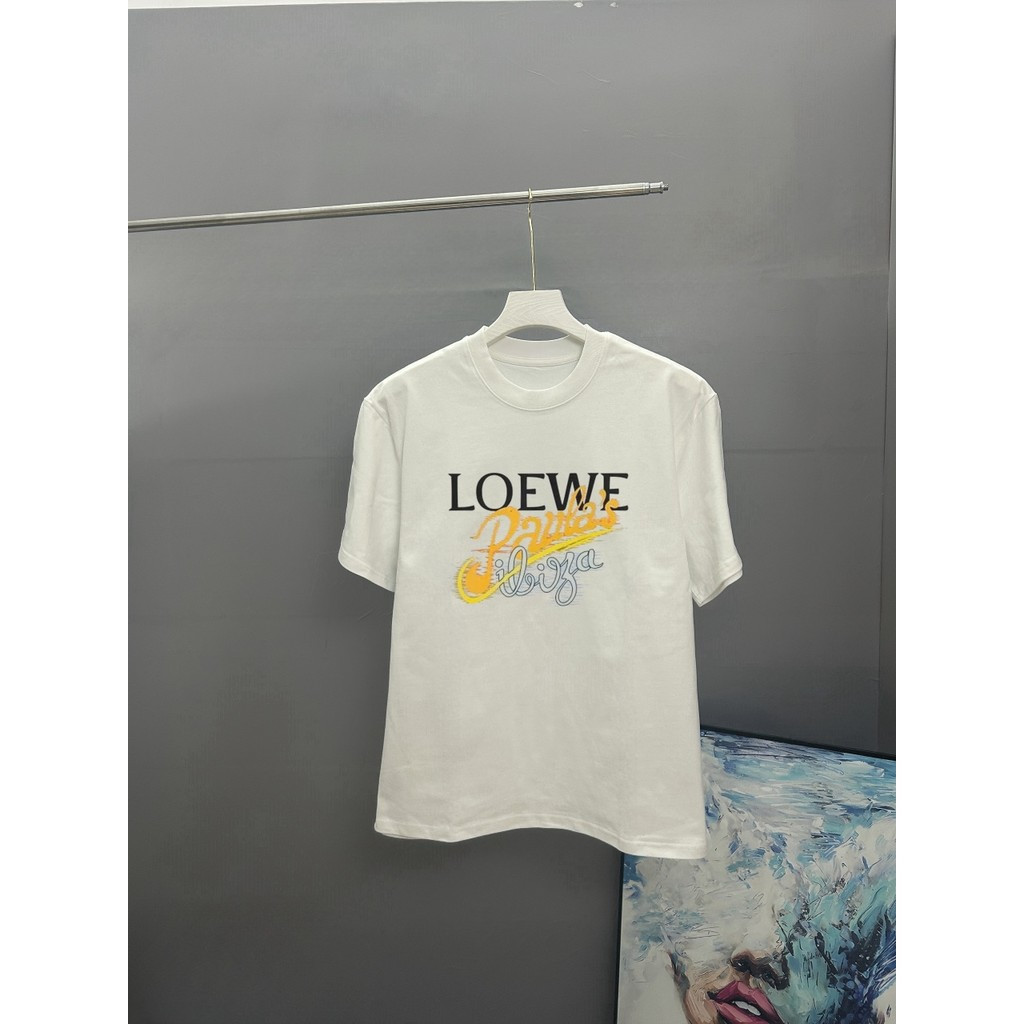 Loew & e2026 Star คลาสสิกรอบคอแขนสั้นเสื้อยืดผู้ชายผู้หญิงหรูหรา Simple All-Match โลโก้การพิมพ์ 2026