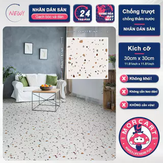 สติ๊กเกอร์ติดพื้น MORCART 11.8" x 11.8" กันน้ํา ติดตั้งง่าย สติ๊กเกอร์พื้น DIY ลายหินขัด เหมาะสําหรับห้องน้ํา ห้องครัว และผนัง มี 1 / 10 ชิ้น