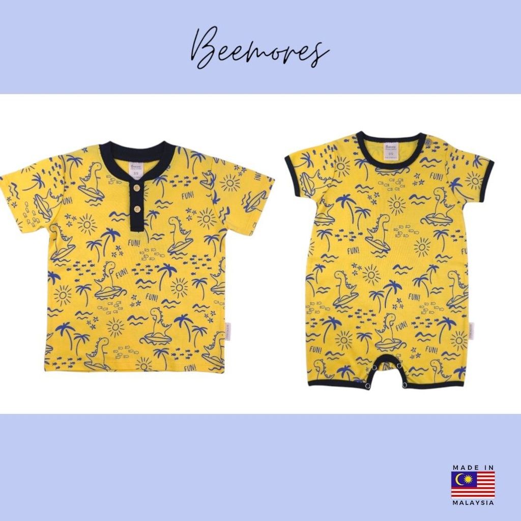 [Beemores] Beach Prints Yellow Tops / Rompers