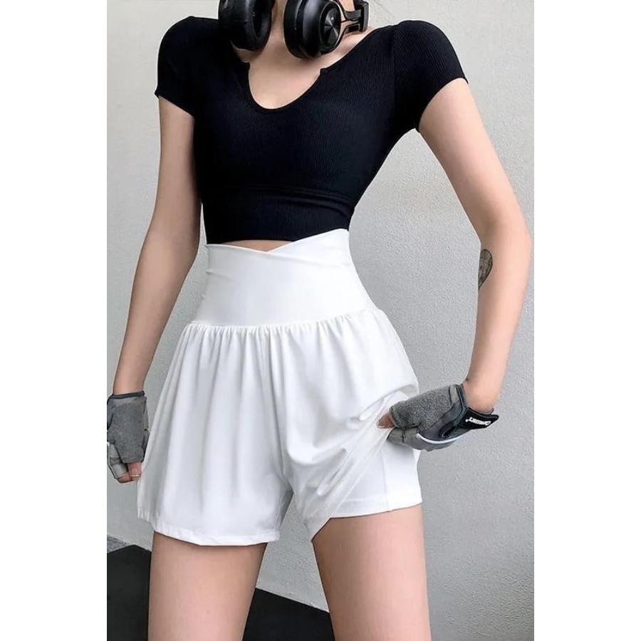 กีฬากางเกงขาสั้นแห้งเร็วหลวมSlimmerดูฟิตเนสเอวสูงโยคะAnti-Exposureวิ่งสองชิ้นBreathableกางเกงห้าจุดสวมใส่ด้านนอก
