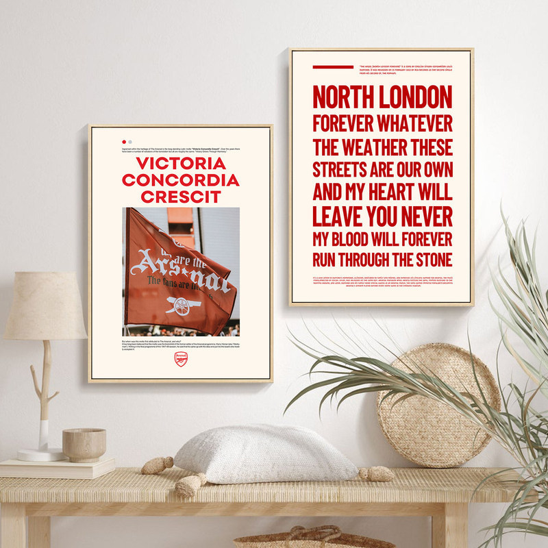 โปสเตอร์ผ้าใบอาร์เซนอล Arsenal Forever North London สโมสรพรีเมียร์ลีก ศิลปะตกแต่งผนังฟุตบอล ไร้กรอบ กันน้ำ เหมาะตกแต่งห้องนั่งเล่นและบ้าน
