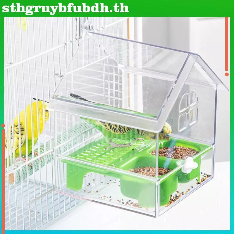 เซนต์ แขวนนกแก้วป้อนป้องกันการกระจัดกระจายนกชามให้อาหารมัลติฟังก์ชั่อาบน้ํานก นกแก้ว อ่างอาบน้ํากรงนกอุปกรณ์ ไทย