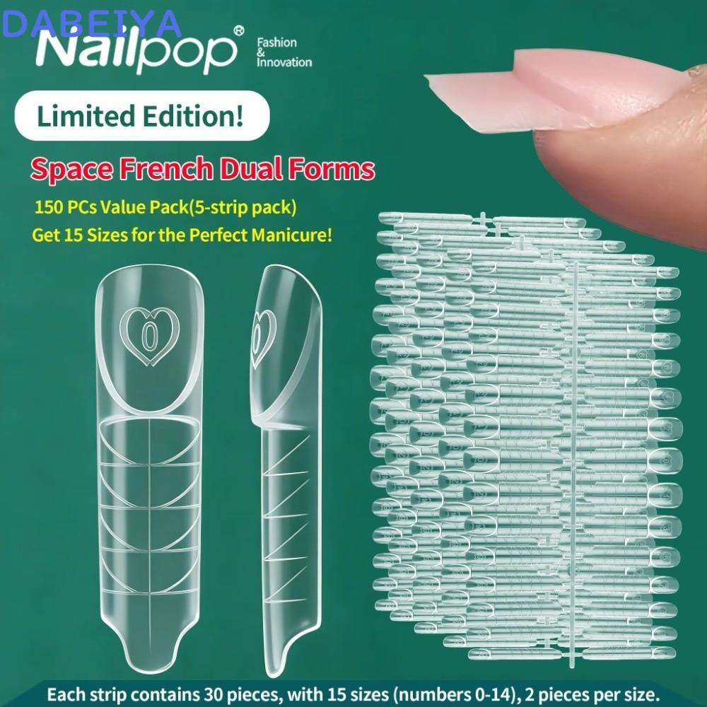 DABEIYA 75/150Pcs Space เล็บ,พลาสติก 15 ขนาดเล็บ Extension Builder, Reusable โปร่งใสโพลีเจลรูปแบบ Ho