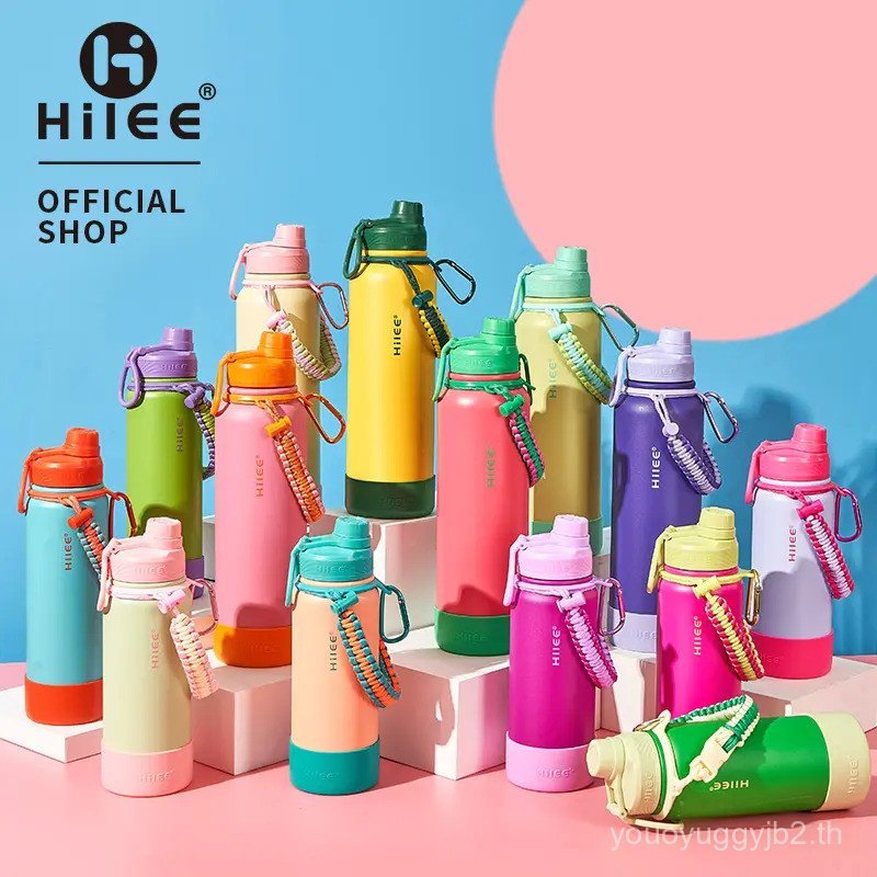 Hilee กระบอกน้ำผลไม้ พาสเทลสดใส พร้อมสายคล้องมือ  สแตนเลสเกรดการแพทย์ กันรั่ว 360° แถมแผ่นรองซิลิโคน