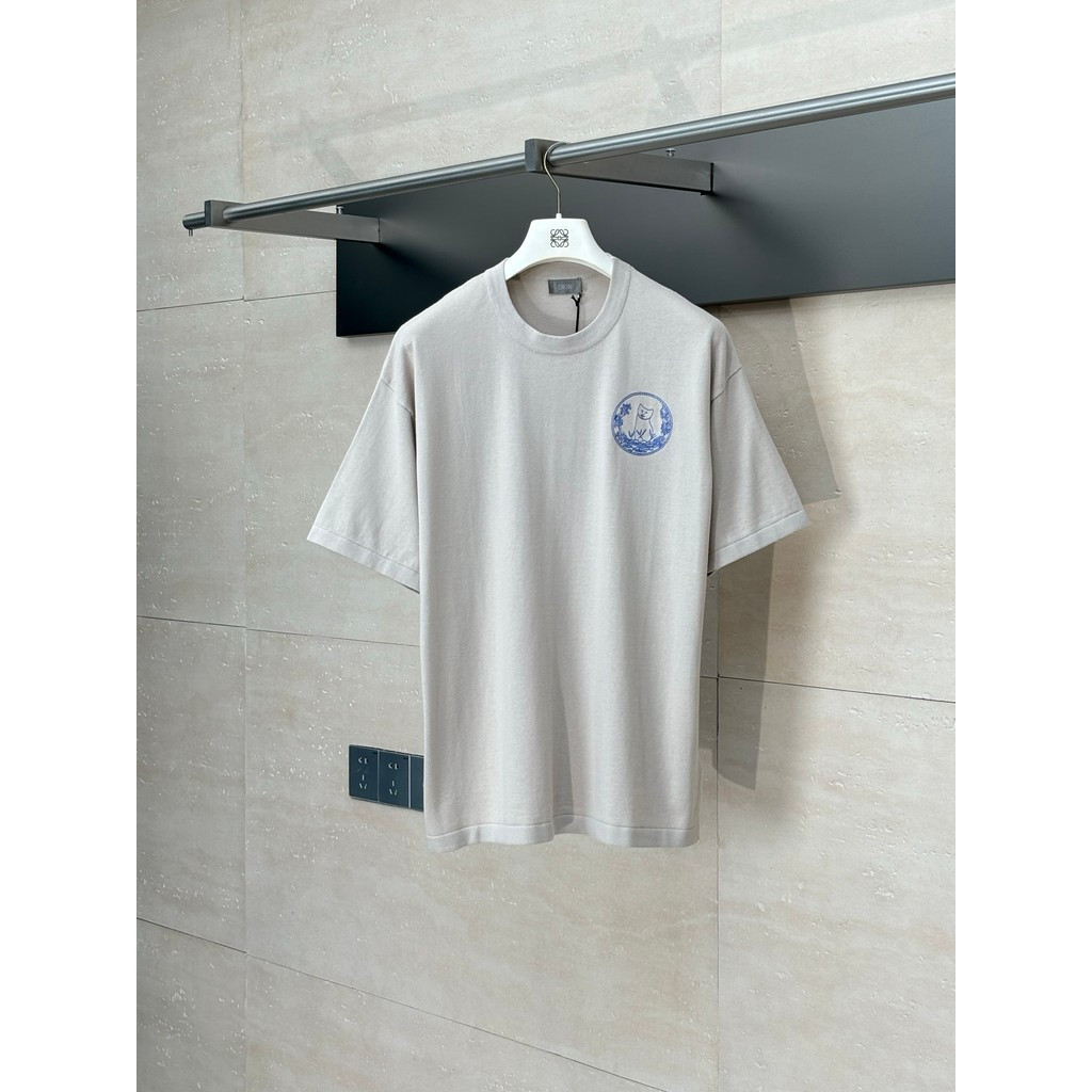 เสื้อยืดแขนสั้นผ้าฝ้ายแท้ สำหรับผู้ชายและผู้หญิง ดีไซน์ทันสมัยจาก Dior