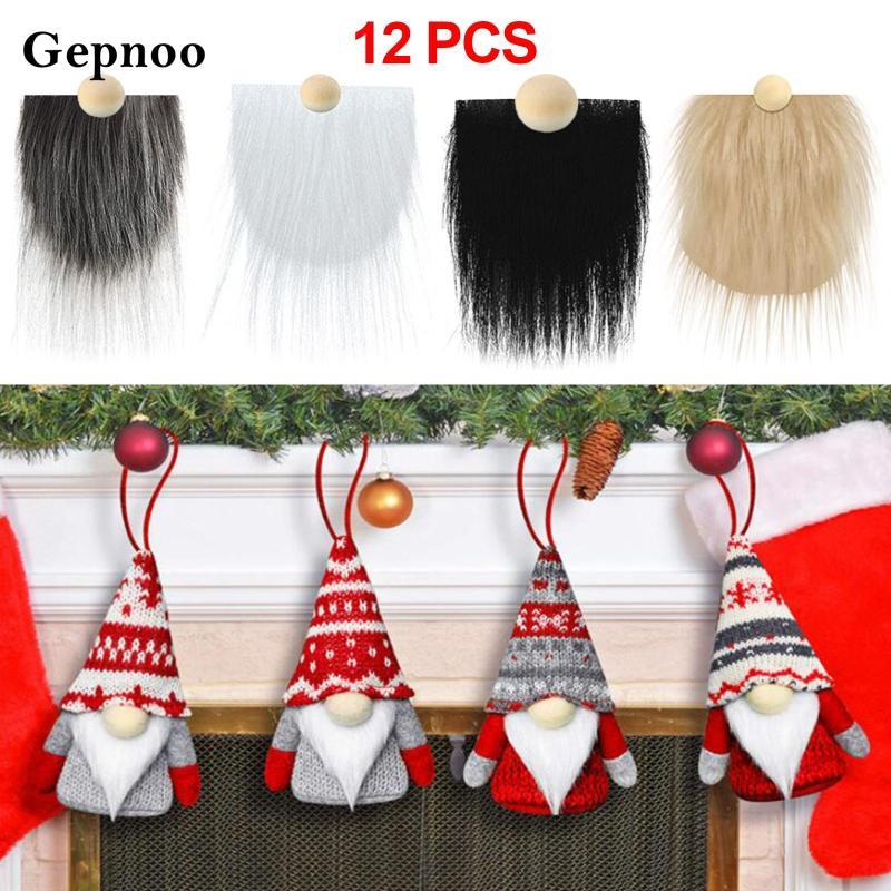 [Gepnoo] 12 ชิ้น Pre-Cut Gnome เครายังไม่เสร็จลูกบอลไม้เครื่องแต่งกายคอสเพลย์คริสต์มาส