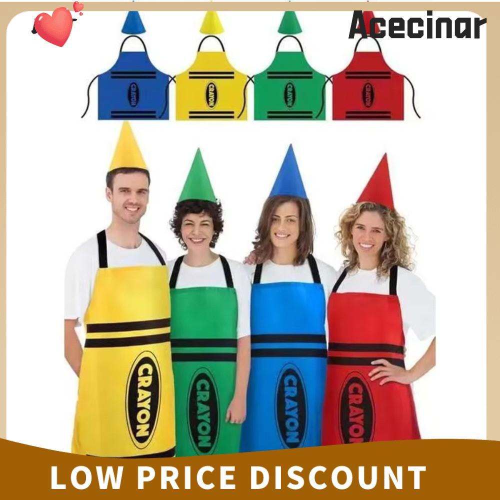 ACECINAR Crayon Themed Gnome Set, ทําความสะอาดผ้ากันเปื้อนดินสอสีสีสันสดใส, ชุดแฟนซีตลก Art Craft กิ